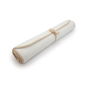 Коврик скрутка для бани с окантовкой, размер 180 × 60 см., цвет белый, бежевая окантовка